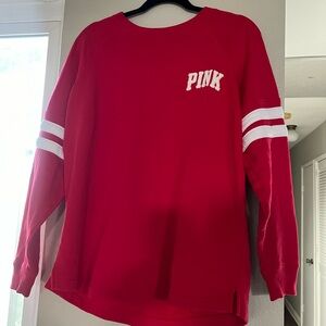 PINK Victoria's Secret Bold Red Fleece Top pit  22  length 26